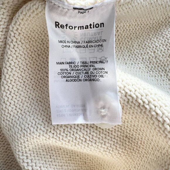 Reformation Cropped Cotton Cardigan Sweater Cream XS - Picture 10 of 14